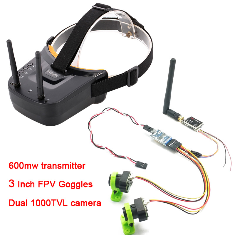 Fpv Goggles Headset - 5.8 tvl 1080pデュアル3チャンネル1080pカメラ,fpv,g 40chデュアルアンテナ,3インチhdメガネ