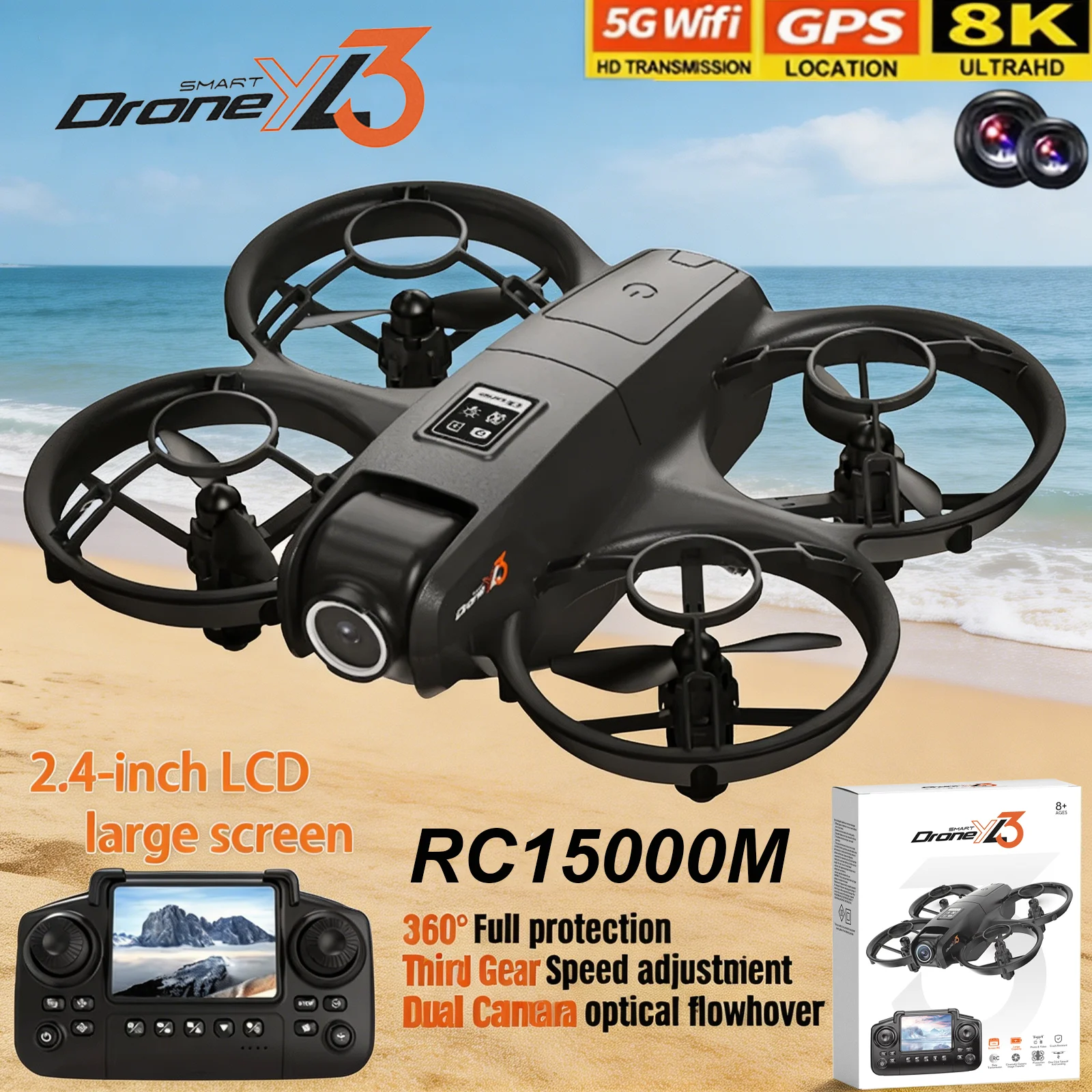 Drone Rc Yl3 - 新型YL3 RCドローン 8K 1080P広角デュアルHDカメラ 折りたたみ式クアッドコプター WiFi