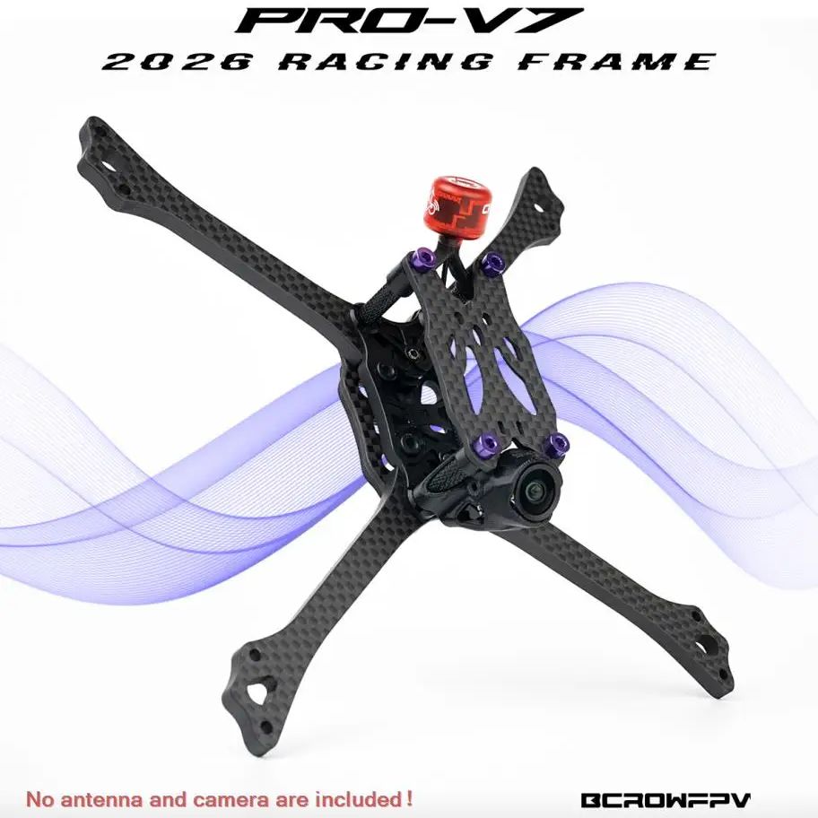 Drone Frame 5 Inch - BCROWFPV PRO-V7 レーシングドローンフレームキット 2026年新型、カーボンファイバーFPVクアッドコプターフレーム（5インチDIYドローン用）