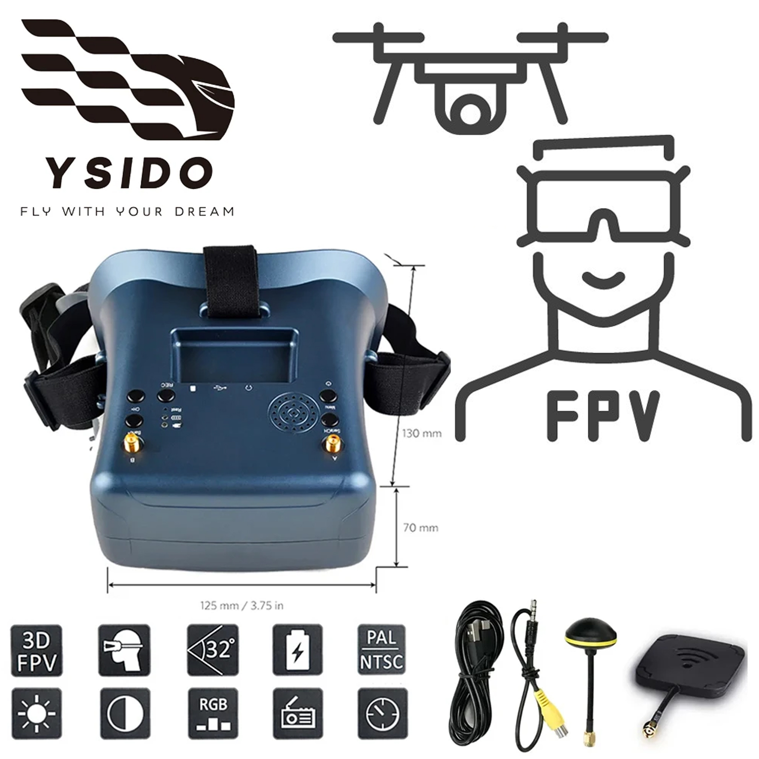 Fpv Goggles Headset - FPVゴーグル 008D 5.8G 40CH 4.3インチ ビデオヘッドセット