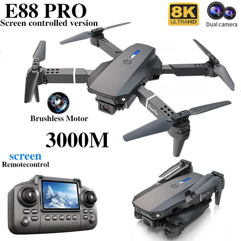 プロフェッショナルE88 PROドローン、スクリーン付き8K - Drone E88 Rc Quadcopter のレビューと価格