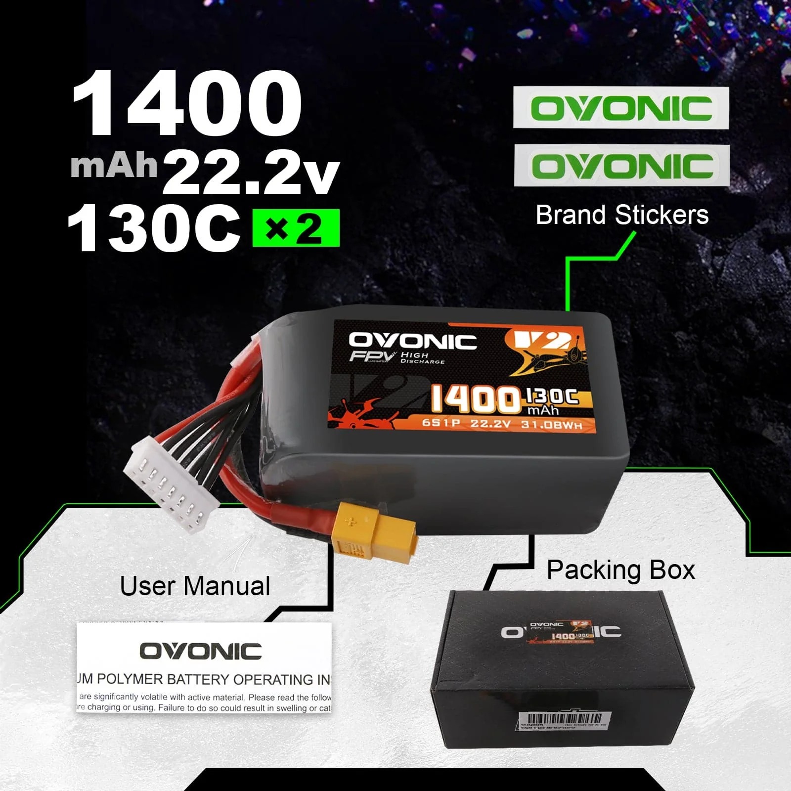 Ovonic 6S 1400mAh 130C LiPo バッ - Drone Frame 5 Inch のレビューと価格
