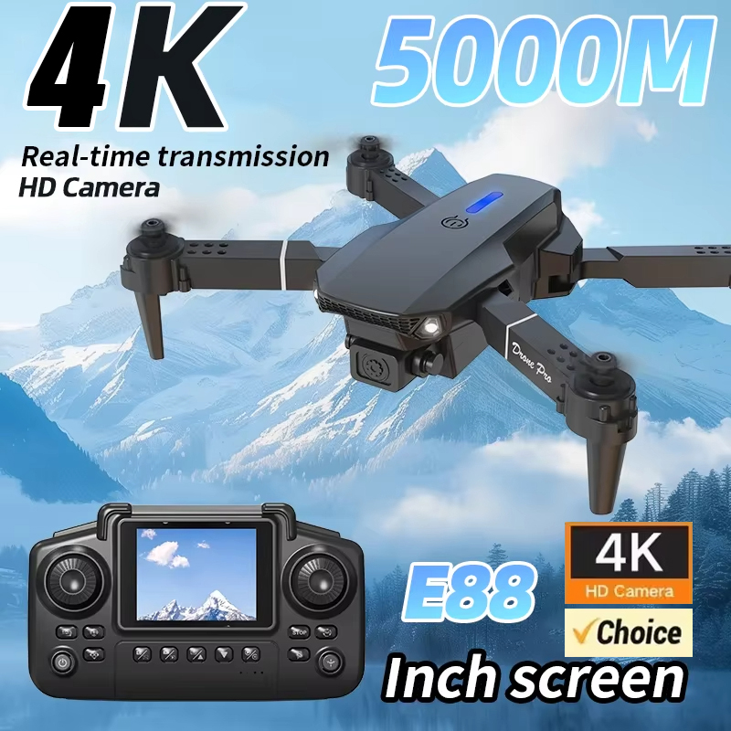 4KデュアルカメラHD空撮ドローン、スクリーン付き折りたたみ - Drone E88 Rc Quadcopter のレビューと価格