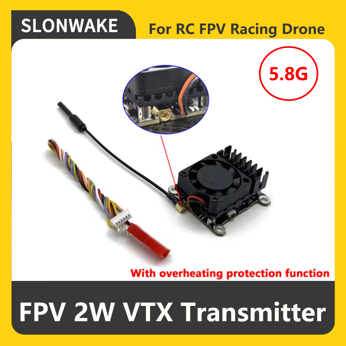 SLONWAKE 5.8G 2000mW FPV VTX ト - Drone Rc Controller And Receiver のレビューと価格